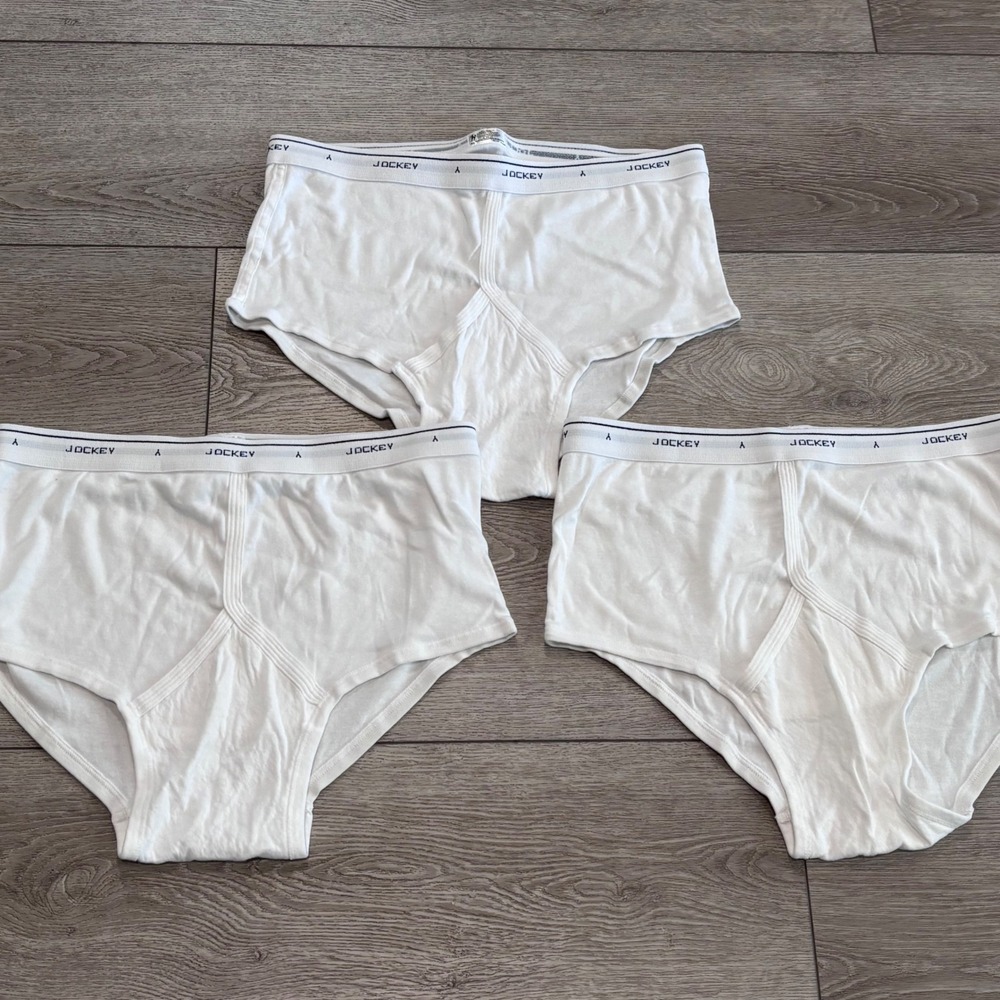 Jockey Classic Briefs Mens 42 White 3 Pack Cotton Y-Front Fly Underwear